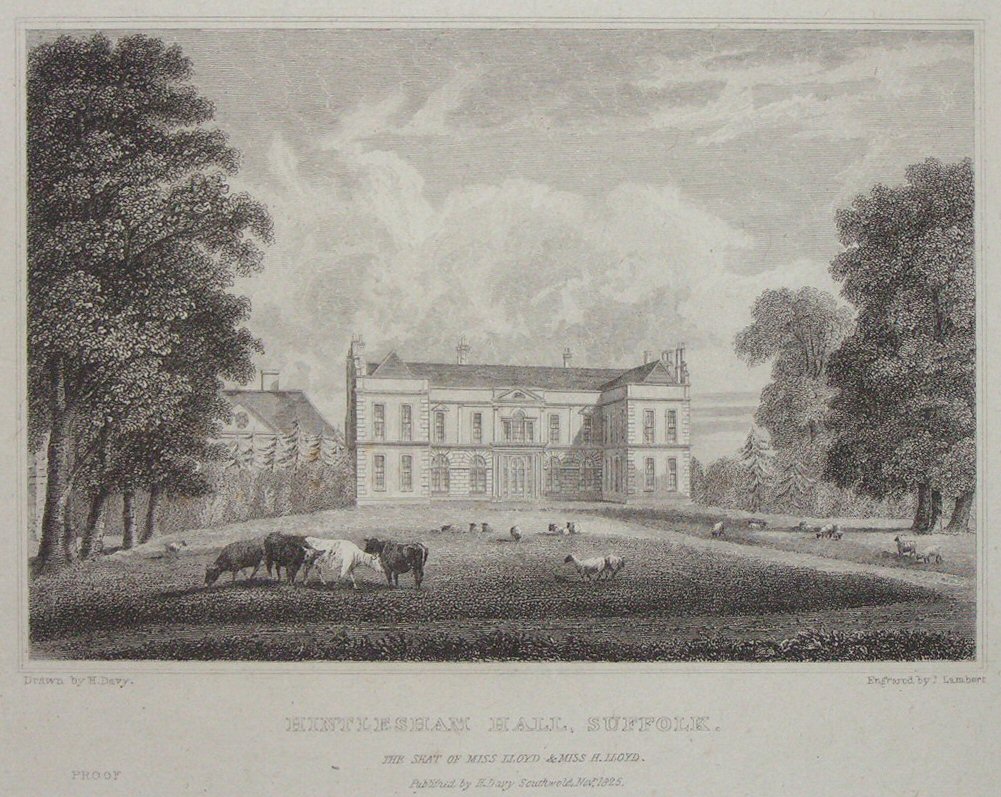 Print - Hintlesham Hall, Suffolk, the Seat of Miss Lloyd & Miss H.Lloyd. - Lambert